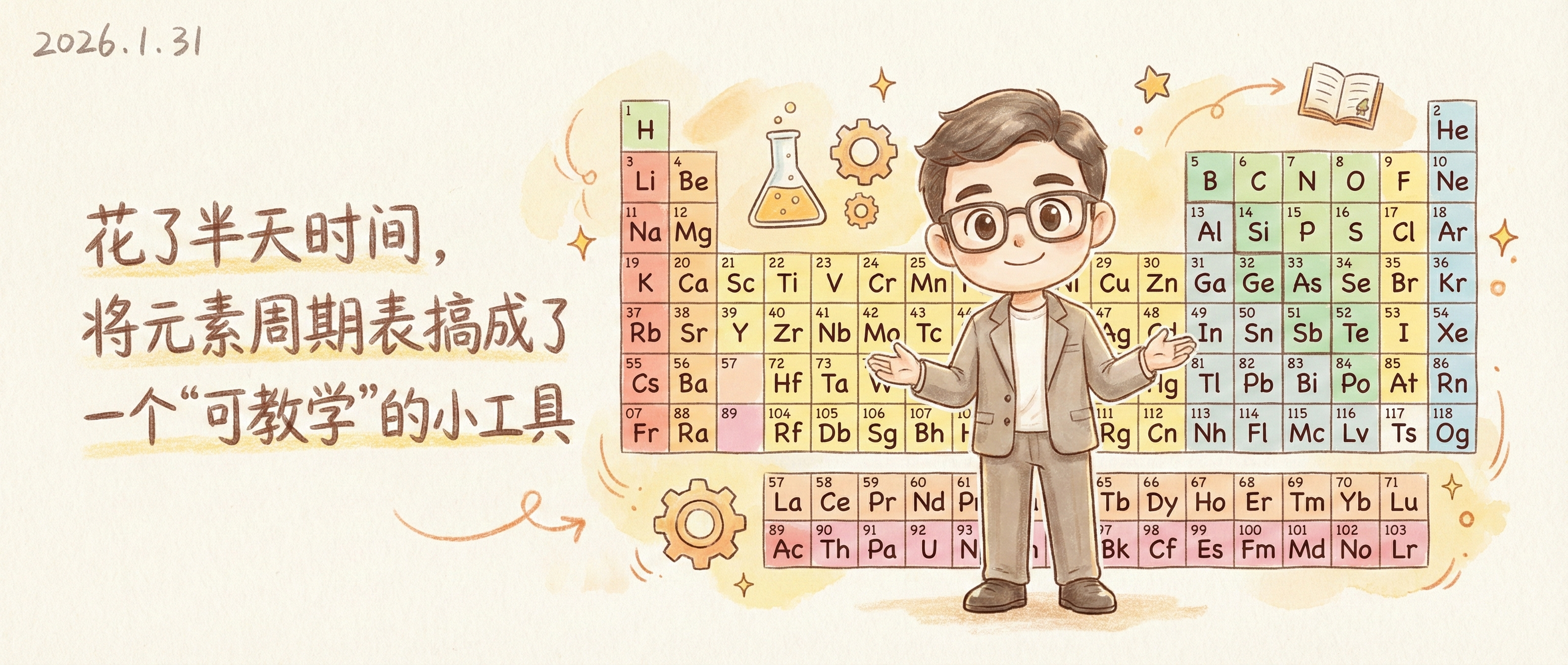 花了半天时间，将元素周期表搞成了一个"可教学"的小工具