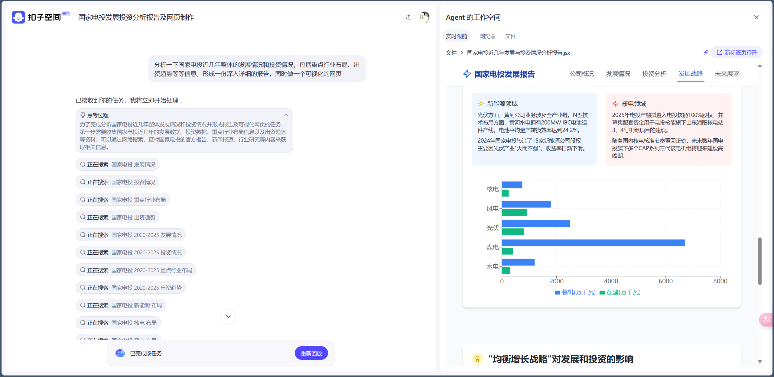 国家电投发展投资分析报告及网页制作
